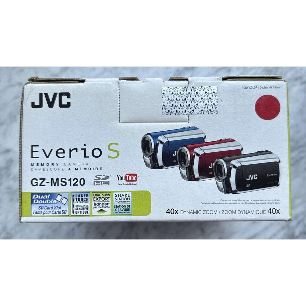NEW JVC Everio GZ-MS120RU Red Dual Memory 35x Zoom Camcorder Open Box